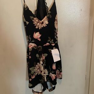 Black and floral Romper